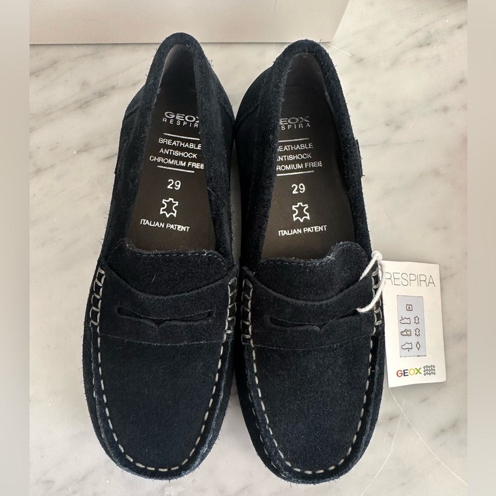 Geox, boys navy suede loafers, size 29